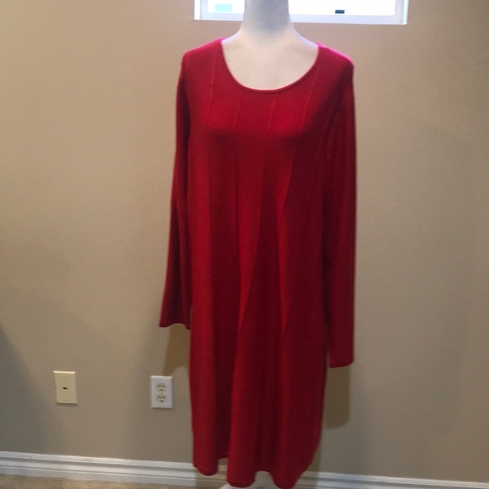 Jessica Howard Ribbed Cable Knit Rounded Neckline Long Sleeved Midi Dress-3X